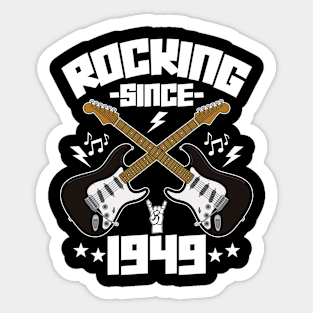 Rocking Since 1949 Vintage Rock Music Guitar 75th Birthday Sticker